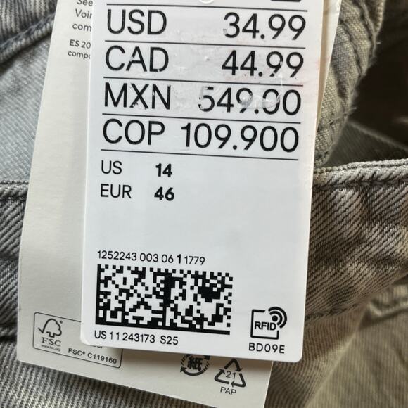 H&M Divided Jeans Womens 14 Gray Denim Cargo Pockets Bootcut High Rise NEW - Picture 8 of 15